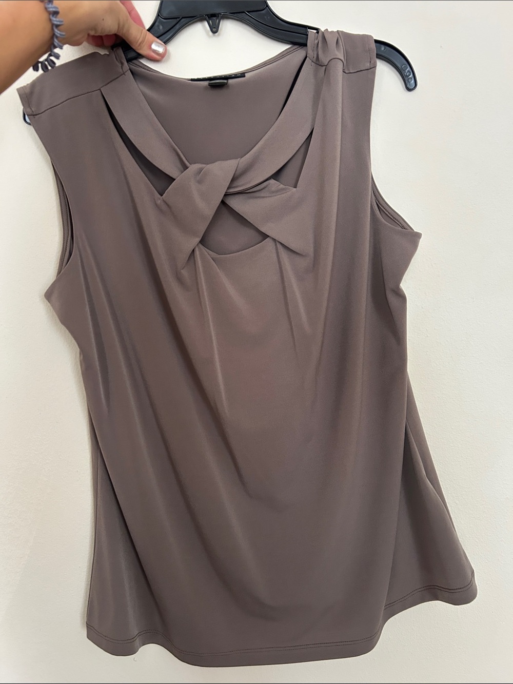 attention Taupe Twist-Front Sleeveless Camisole Top